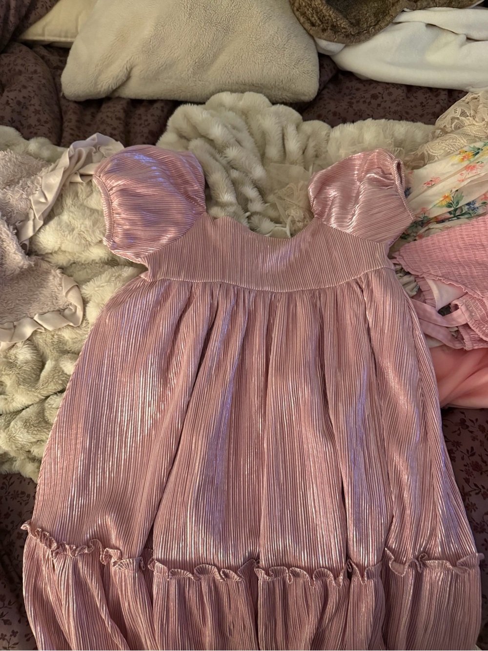 Janie and Jack Shimmery Light Pink Pleated Dress